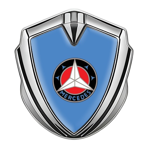 Mercedes Bodyside Domed Emblem Silver Blue Foundation Circle Star Logo 