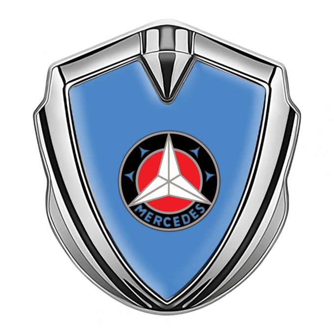 Mercedes Bodyside Domed Emblem Silver Blue Foundation Circle Star Logo 