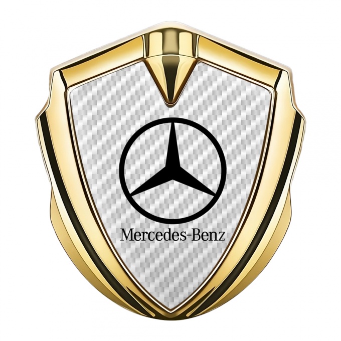 Mercedes Benz Trunk Emblem Badge Gold White Carbon Classic Black Logo