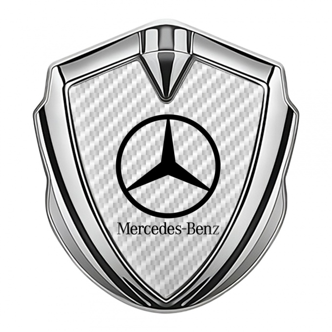 Mercedes Benz Trunk Emblem Badge Silver White Carbon Classic Black Logo
