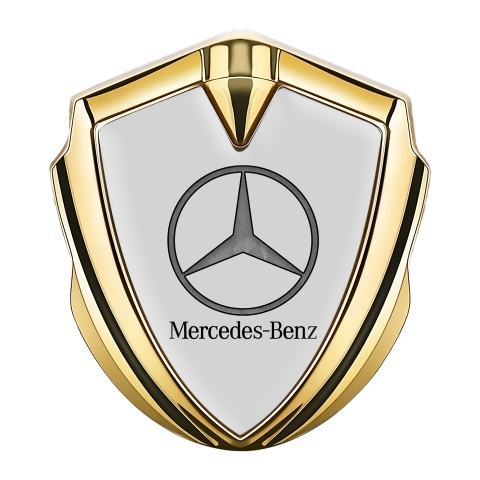 Mercedes Benz Trunk Metal Emblem Badge Gold Grey Texture Logo Design