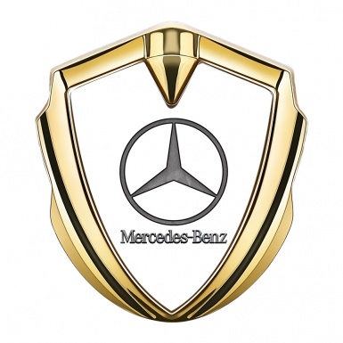 Mercedes Metal Emblem Self Adhesive Gold White Pattern Vintage Logo