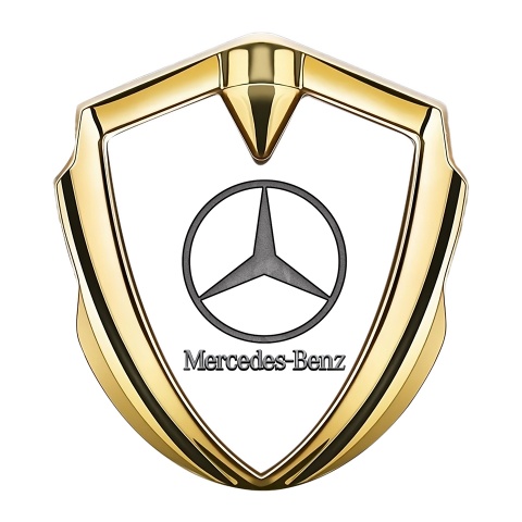 Mercedes Metal Emblem Self Adhesive Gold White Pattern Vintage Logo