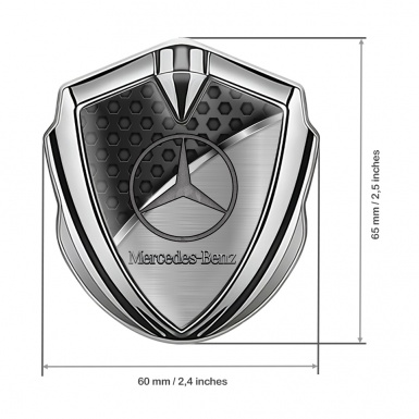 Mercedes Benz Bodyside Domed Emblem Silver Dark Hex Chrome Stripe