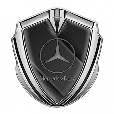 Mercedes Benz Bodyside Badge Self Adhesive Silver Hex Diagonal Plate