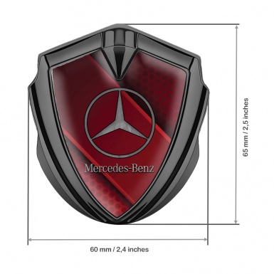 Mercedes Benz Tuning Emblem Self Adhesive Graphite Red Grille Diagonal Panel