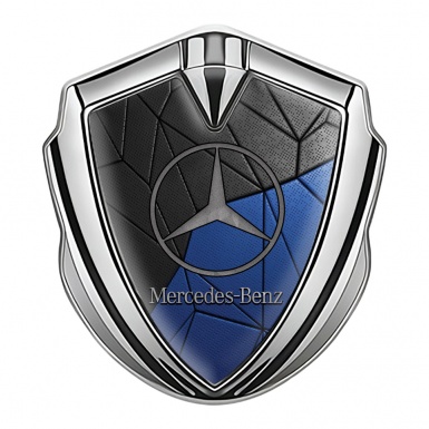 Mercedes Benz Fender Metal Domed Emblem Silver Blue Mosaic Pattern