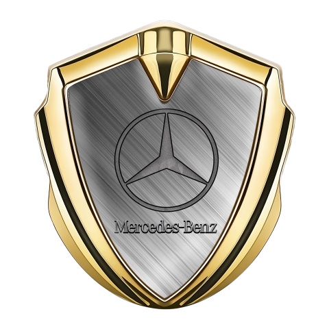 Mercedes Benz Trunk Metal Emblem Badge Gold Brushed Aluminum Pattern