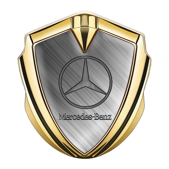 Mercedes Benz Trunk Metal Emblem Badge Gold Brushed Aluminum Pattern