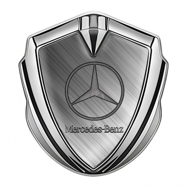 Mercedes Benz Trunk Metal Emblem Badge Silver Brushed Aluminum Pattern