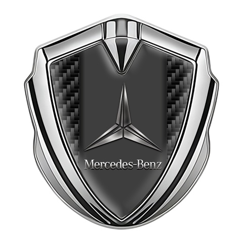 Mercedes Benz Bodyside Domed Emblem Silver Black Carbon Stylish Logo
