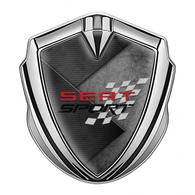 Seat Sport Bodyside Badge Self Adhesive Silver Rough Surface Design