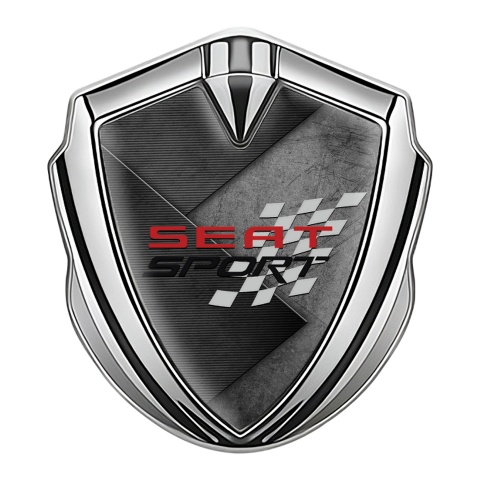 Seat Sport Bodyside Badge Self Adhesive Silver Rough Surface Design