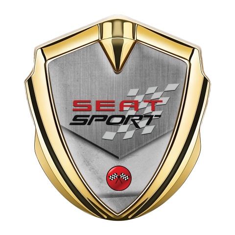 Seat Sport Tuning Emblem Self Adhesive Gold Grey Racing Flag