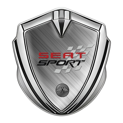 Seat Sport Trunk Emblem Badge Silver Brushed Aluminum Edition