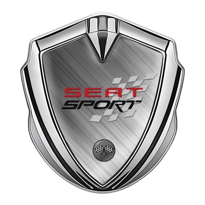 Seat Sport Trunk Emblem Badge Silver Brushed Aluminum Edition