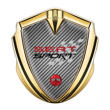 Seat Sport 3D Car Metal Domed Emblem Gold Light Carbon Red Logo