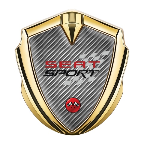 Seat Sport 3D Car Metal Domed Emblem Gold Light Carbon Red Logo
