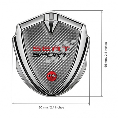 Seat Sport 3D Car Metal Domed Emblem Silver Light Carbon Red Logo