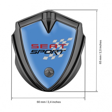Seat Sport Bodyside Domed Emblem Graphite Blue Racing Flags Design