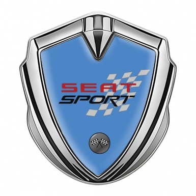 Seat Sport Bodyside Domed Emblem Silver Blue Racing Flags Design