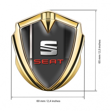 Seat Fender Emblem Badge Gold Black Base Grey Stripe Bevel Effect