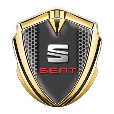 Seat Fender Metal Domed Emblem Gold Honeycomb Dark Pilon Variant
