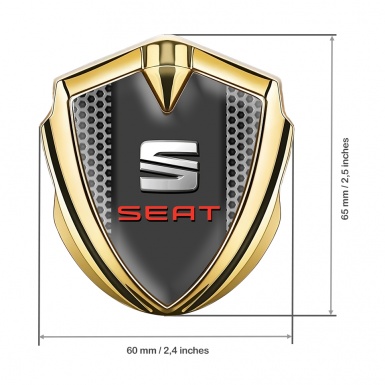 Seat Fender Metal Domed Emblem Gold Honeycomb Dark Pilon Variant