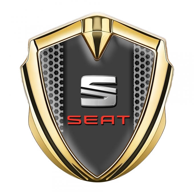 Seat Fender Metal Domed Emblem Gold Honeycomb Dark Pilon Variant