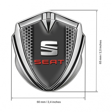 Seat Fender Metal Domed Emblem Silver Honeycomb Dark Pilon Variant