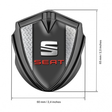 Seat Trunk Emblem Badge Graphite Metallic Plate Effect Bevel Logo