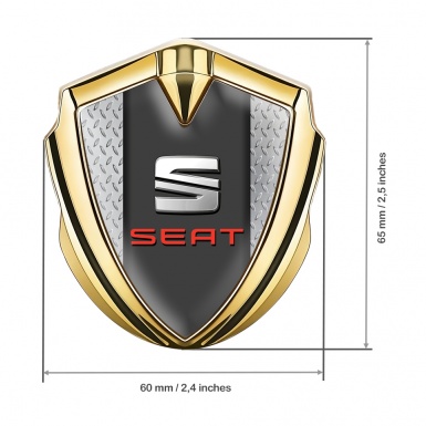 Seat Trunk Emblem Badge Gold Metallic Plate Effect Bevel Logo