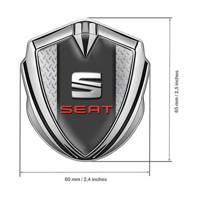 Seat Trunk Emblem Badge Silver Metallic Plate Effect Bevel Logo