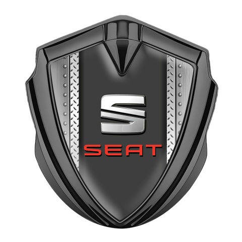 Seat Trunk Metal Emblem Badge Graphite Industrial Elements Red Logo