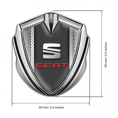 Seat Trunk Metal Emblem Badge Silver Industrial Elements Red Logo