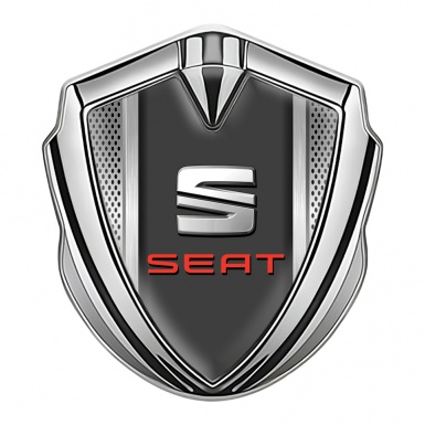 Seat Self Adhesive Bodyside Emblem Silver Light Mesh Beveled Logo