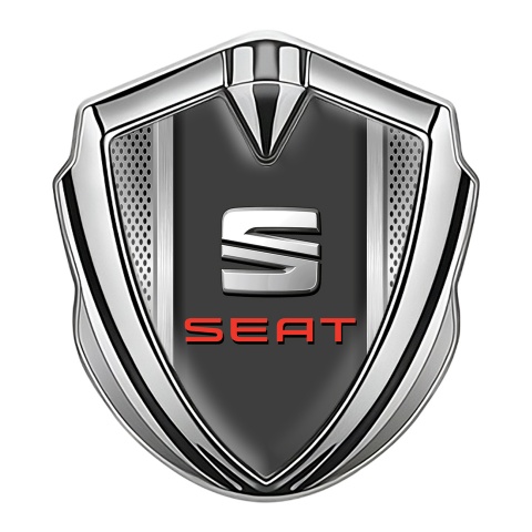 Seat Self Adhesive Bodyside Emblem Silver Light Mesh Beveled Logo