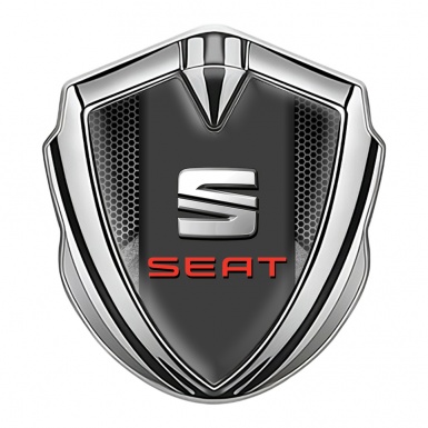 Seat Tuning Emblem Self Adhesive Silver Honeycomb Stone Slate Base