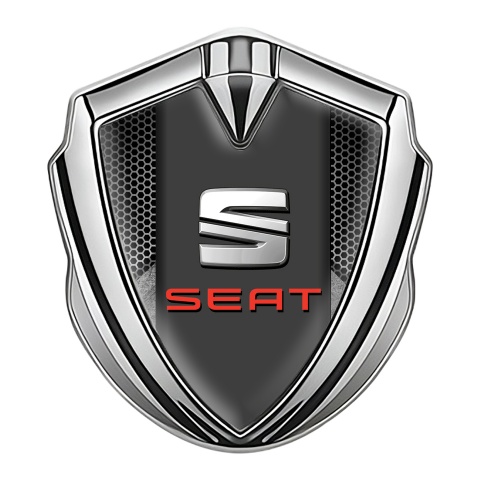 Seat Tuning Emblem Self Adhesive Silver Honeycomb Stone Slate Base