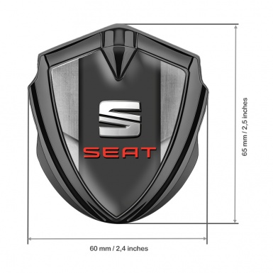 Seat Fender Emblem Badge Graphite Stone Slab Base Red Logo Design