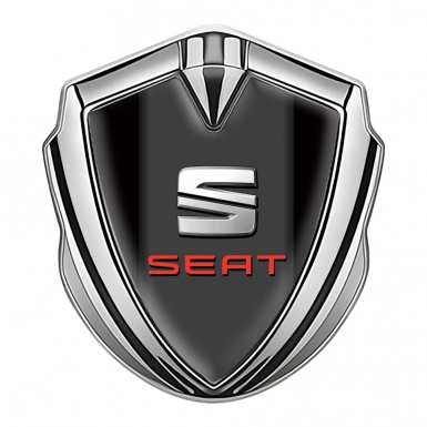 Seat Metal Emblem Self Adhesive Silver Black Base Beveled Edition