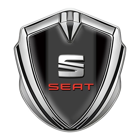Seat Metal Emblem Self Adhesive Silver Black Base Beveled Edition
