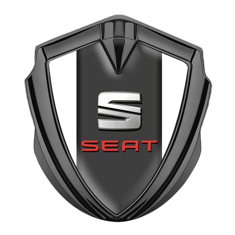 Seat 3D Car Metal Domed Emblem Graphite White Foundation Red Logo