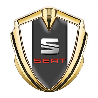 Seat 3D Car Metal Domed Emblem Gold White Foundation Red Logo