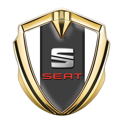 Seat 3D Car Metal Domed Emblem Gold White Foundation Red Logo