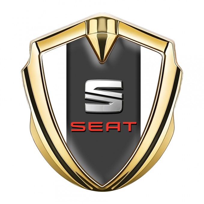 Seat 3D Car Metal Domed Emblem Gold White Foundation Red Logo