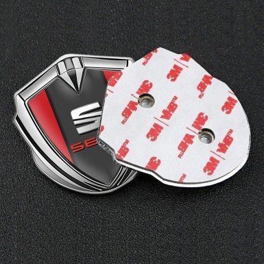 Seat Bodyside Domed Emblem Silver Red Basis Metallic Logo Design