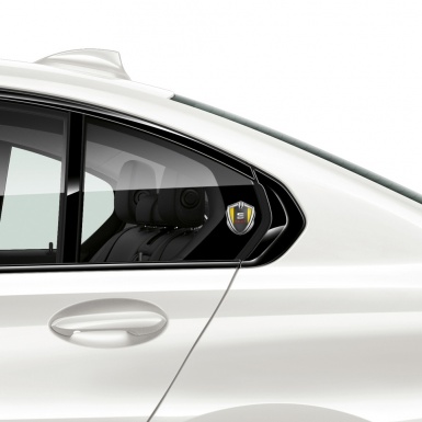 Seat Bodyside Badge Self Adhesive Silver Yellow Basis Beveled Logo