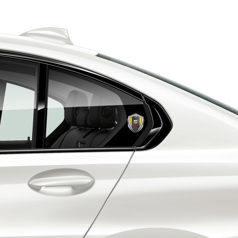 Seat Bodyside Badge Self Adhesive Silver Yellow Basis Beveled Logo