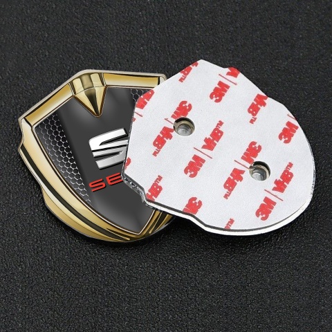 Seat Tuning Emblem Self Adhesive Gold Dark Grate Red Logo Variant